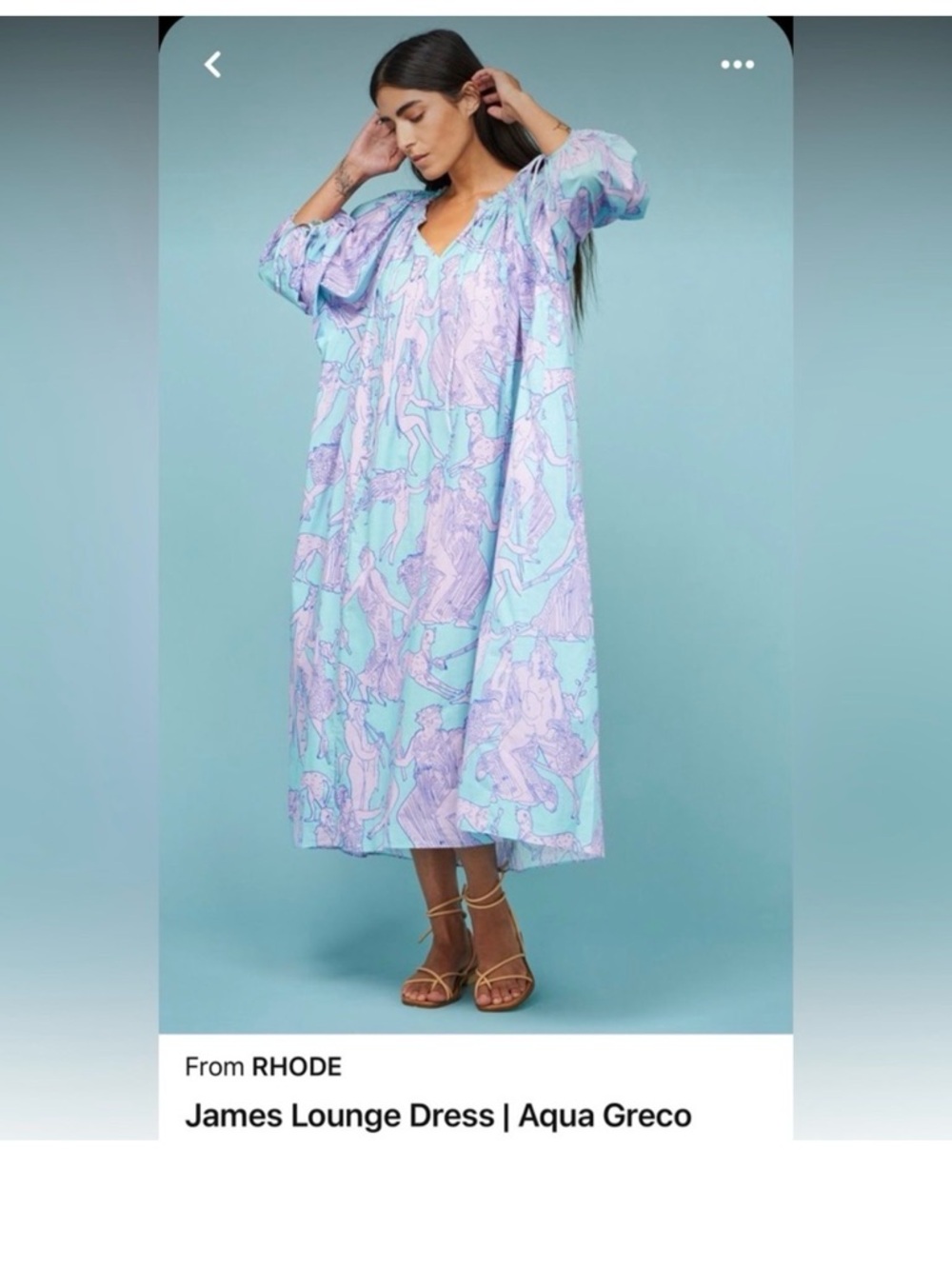 RHODE James Lounge Dress with Aqua Greco Print XS/S